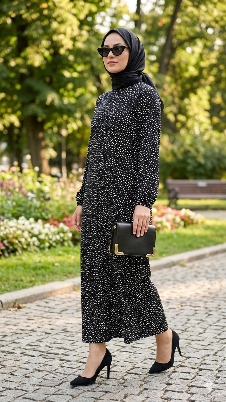 SİYAH PUANTİYE ELBİSE