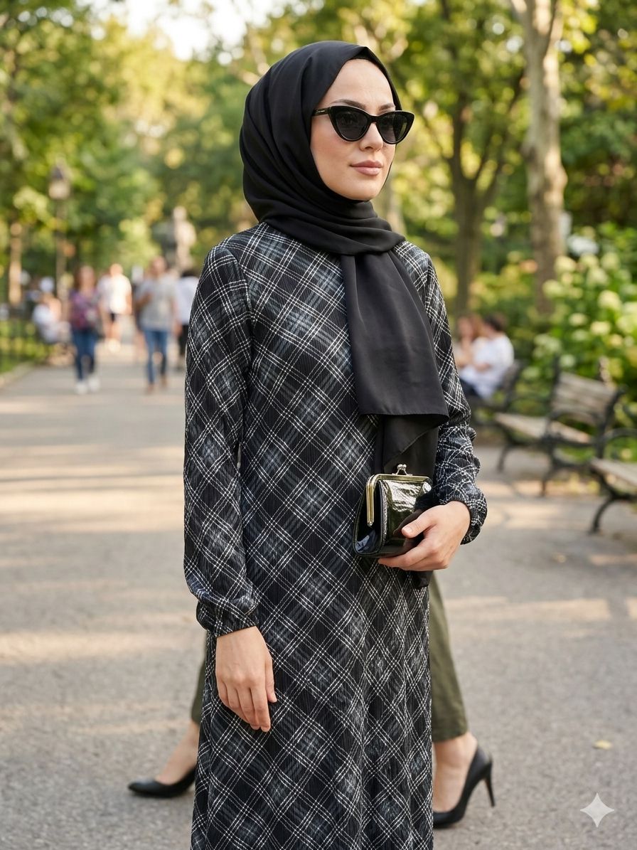 KARE ÇİZGİ ELBİSE