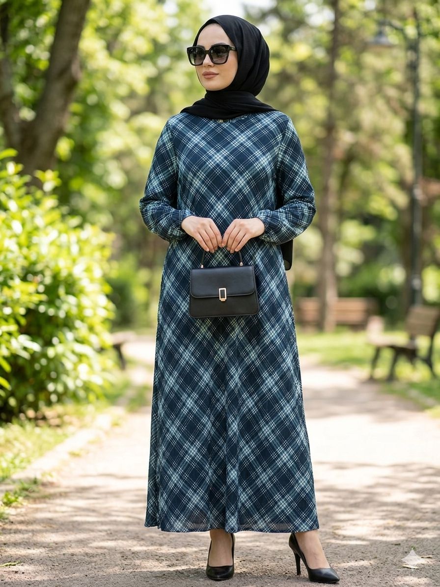 KARE ÇİZGİ ELBİSE