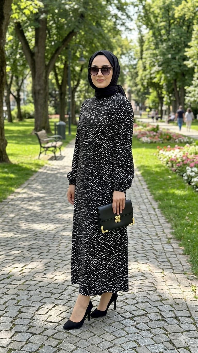 SİYAH PUANTİYE ELBİSE